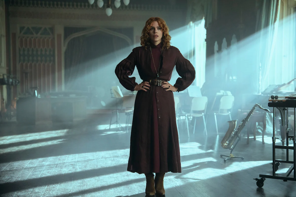 Billie Piper as Isadora Capri in a Wednesday Season 2 still from the Netflix Tudum finale feature