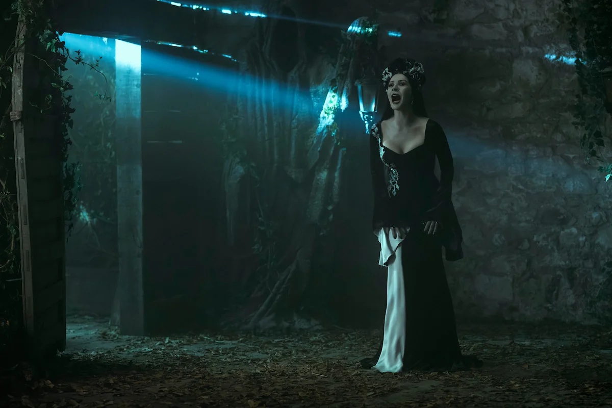 Catherine Zeta-Jones as Morticia Addams in a Season 2 portrait for Wednesday on Netflix