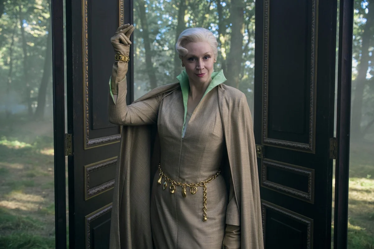 Gwendoline Christie as Principal Weems in a Season 2 portrait for Wednesday on Netflix